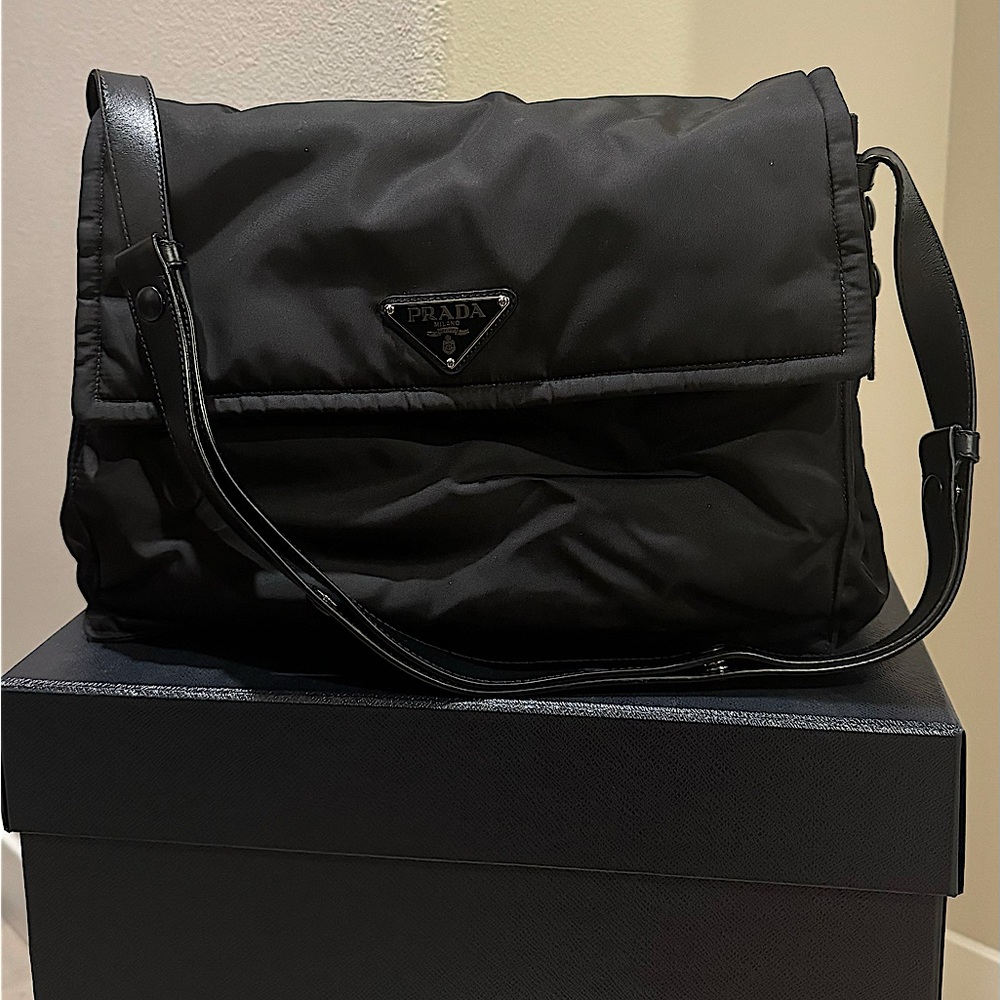 Black Prada Nylon Messenger Bag